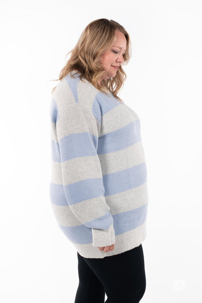 Striped Cozy Crew Sweater