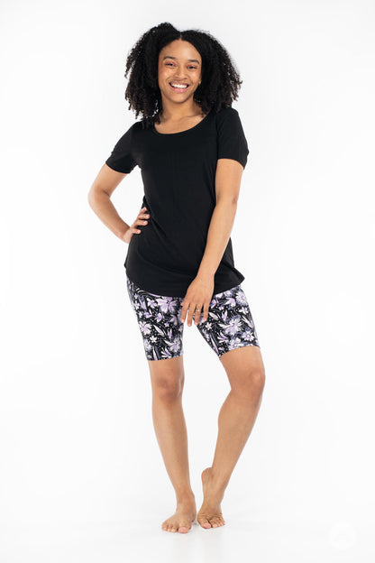 Floral Noir Petite Biker Shorts