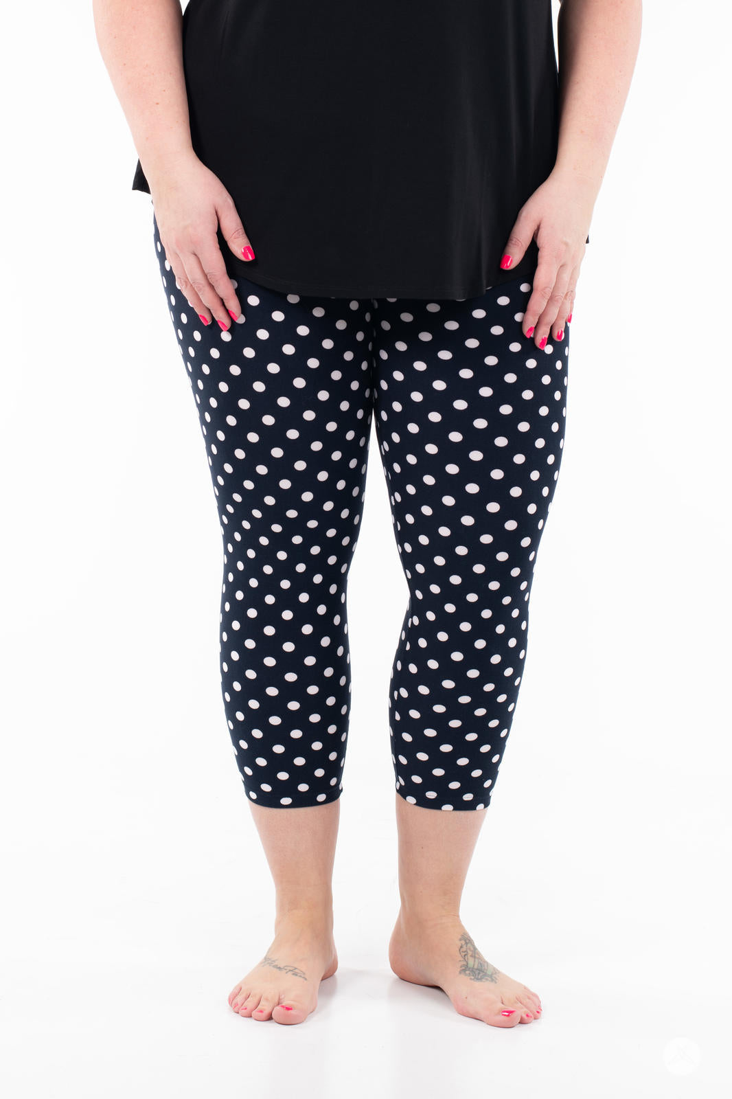 Black polka dot leggings hotsell