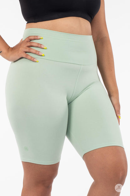 Soft Mint High-Waisted Biker Shorts