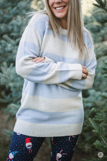 Striped Cozy Crew Sweater