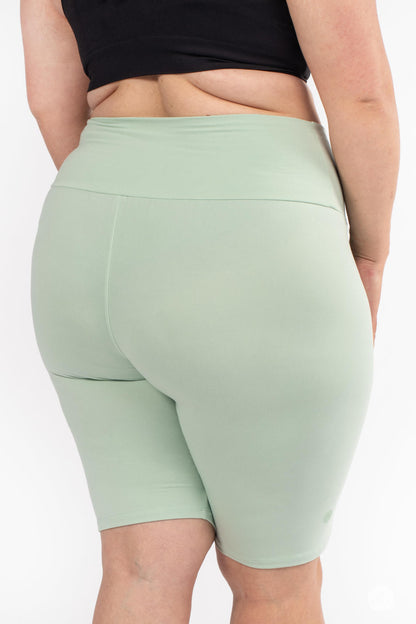 Soft Mint High-Waisted Biker Shorts