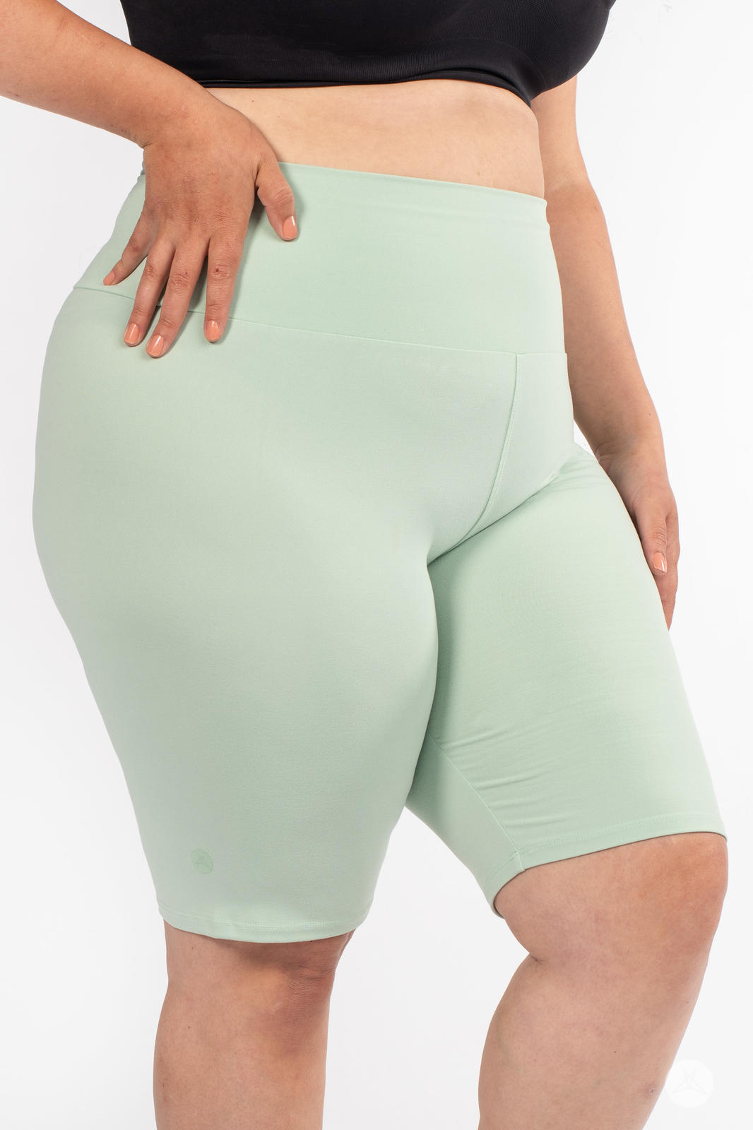 Soft Mint High-Waisted Biker Shorts