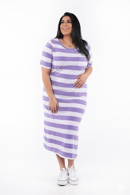 Striped Pocket Tee Maxi Dress