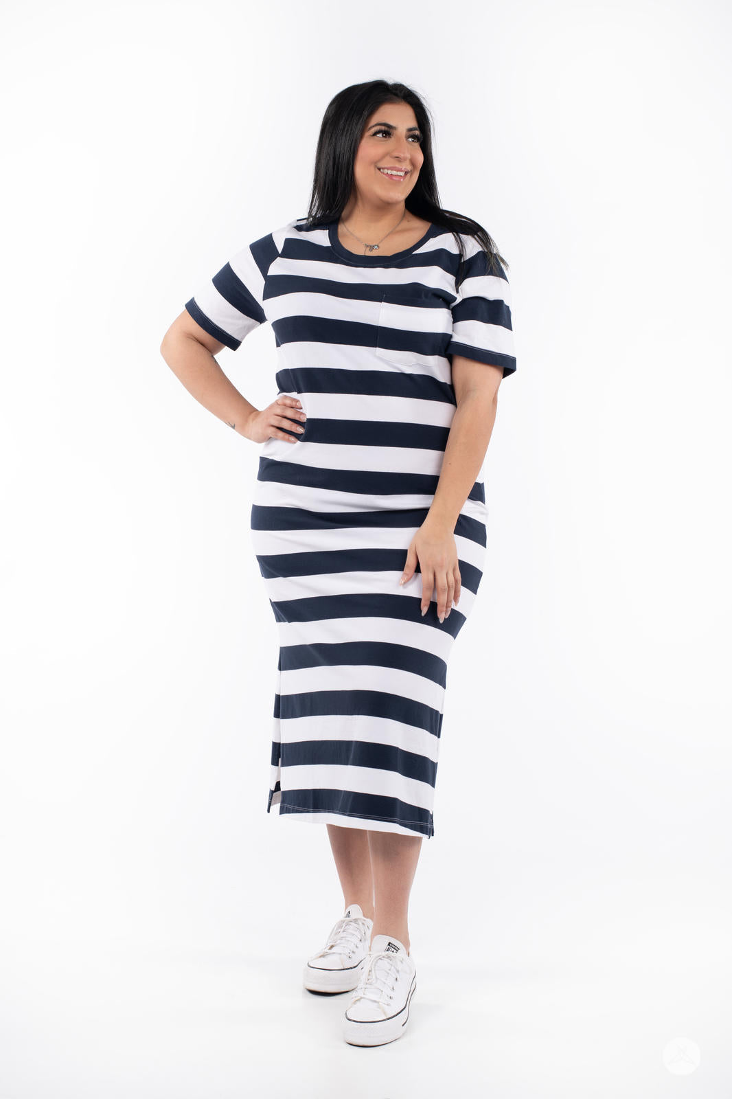 Striped Pocket Tee Maxi Dress