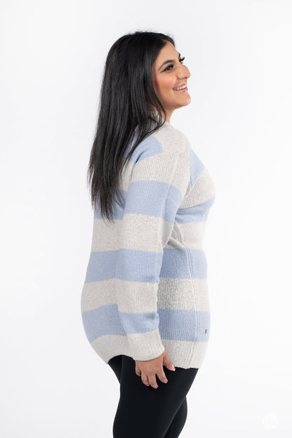 Striped Cozy Crew Sweater