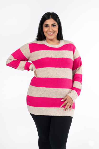 Striped Cozy Crew Sweater