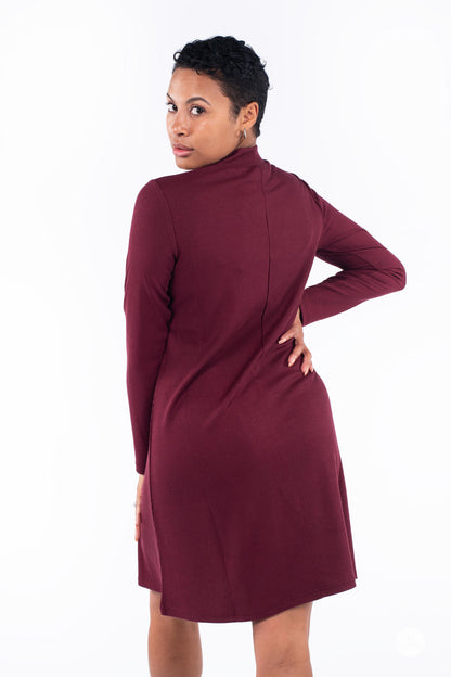 Mock Neck Ribbed Dress