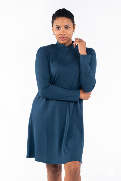 Mock Neck Ribbed Dress