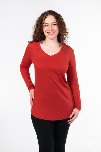 Ribbed Long Sleeve V-Neck