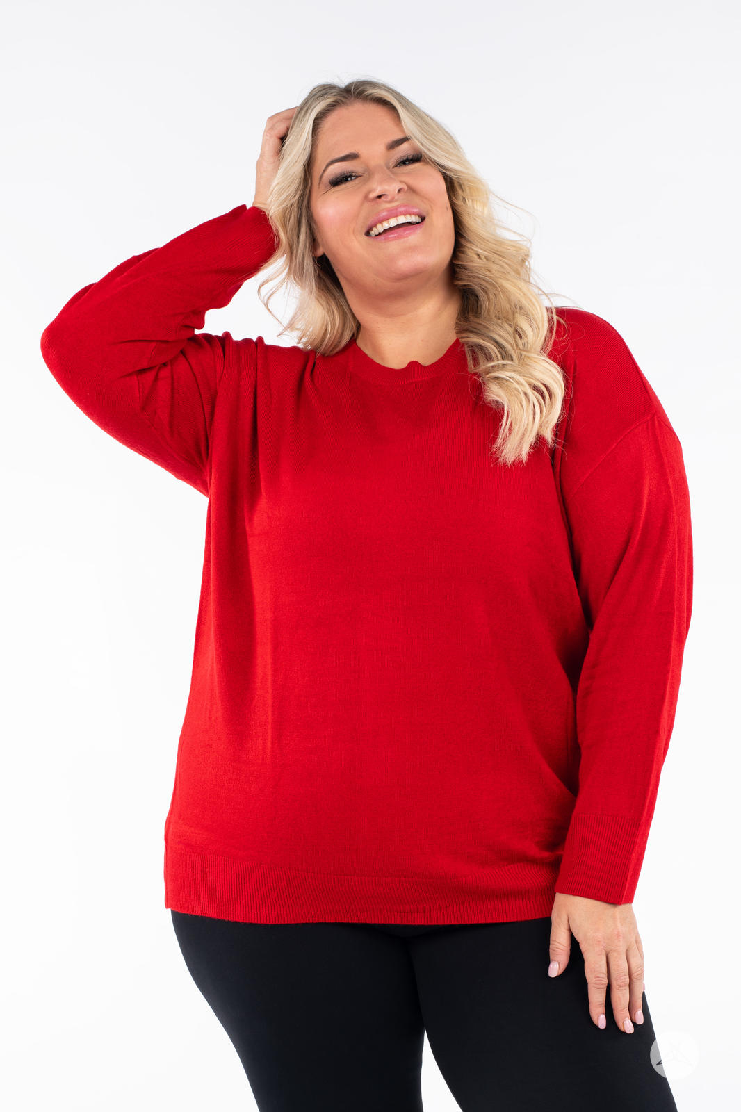 Lands End Serious Sweats Women's Red 3/4 Sleeve Jumper Sweatshirt Size  Medium