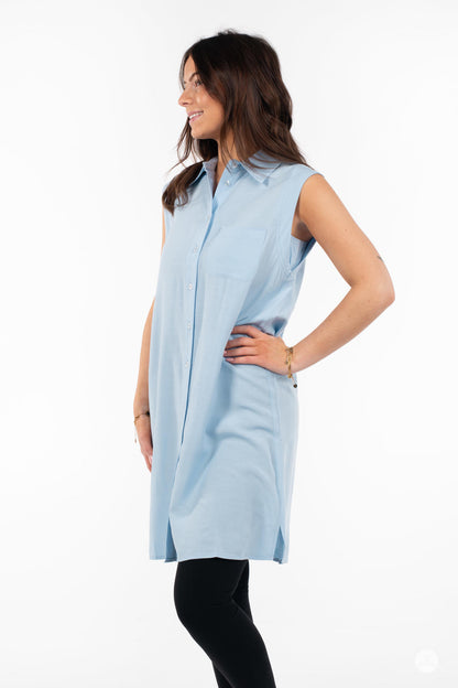 Sleeveless Shirt Dress