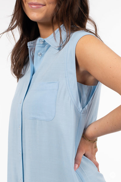 Sleeveless Shirt Dress